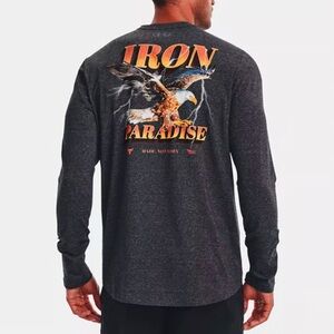 Under Armour Project Rock Iron Paradise Gray Long Sleeve Gym T Shirt Mens XL